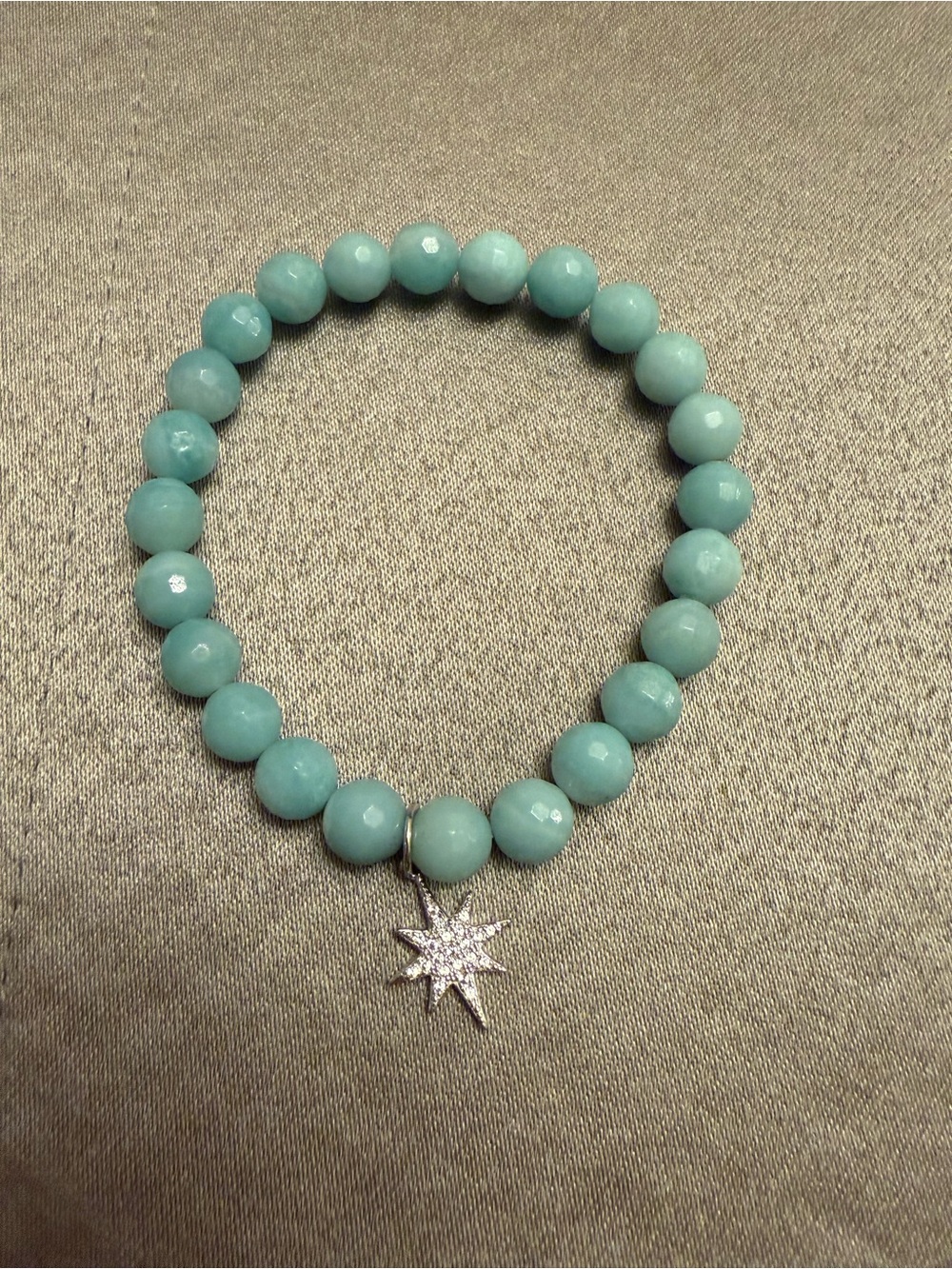 Turquoise Beaded Stretch Bracelet with Star Charm - Women Jewelry